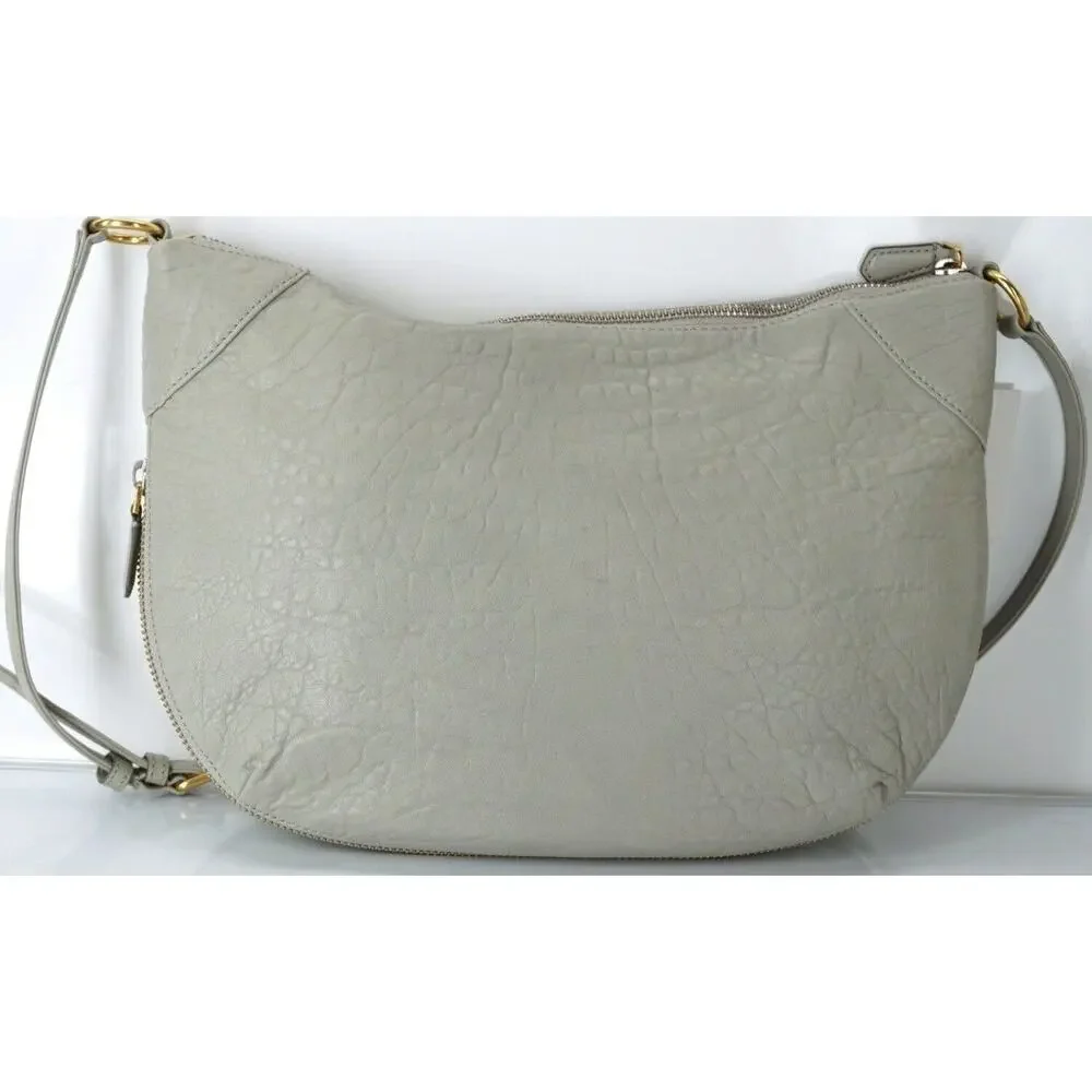 Marc by Marc Jacobs Washed Up Messenger Hobo Crossbody Bag  New Grey Leather